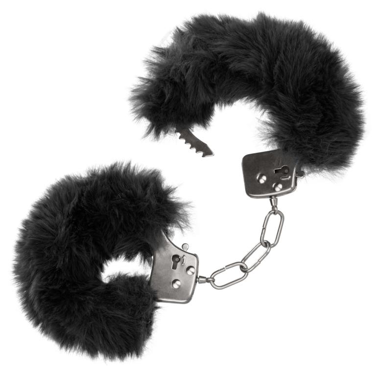 Металлические наручники с мехом Ultra Fluffy Furry Cuffs черный