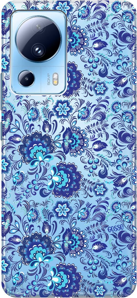 

Силиконовый чехол на Xiaomi 13 Lite "Gzhel" прозрачный, Прозрачный;голубой, 158513