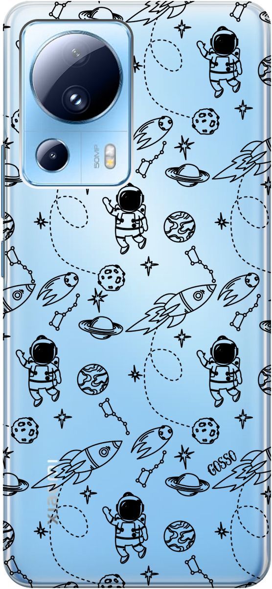 

Силиконовый чехол на Xiaomi 13 Lite "Space" прозрачный, Прозрачный;черный, 158513
