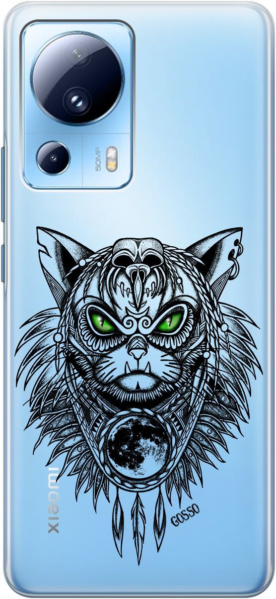 

Силиконовый чехол на Xiaomi 13 Lite "Shaman Cat" прозрачный, Прозрачный;черный, 158513