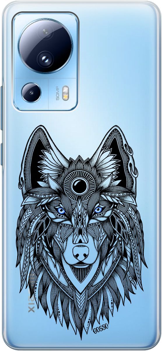 

Силиконовый чехол на Xiaomi 13 Lite "Grand Wolf" прозрачный, Прозрачный;голубой, 158513