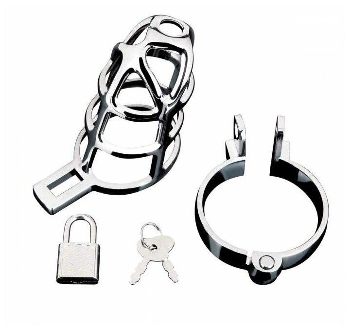 Металлическая клетка для члена с замком Enslave Cock Cage серебристый