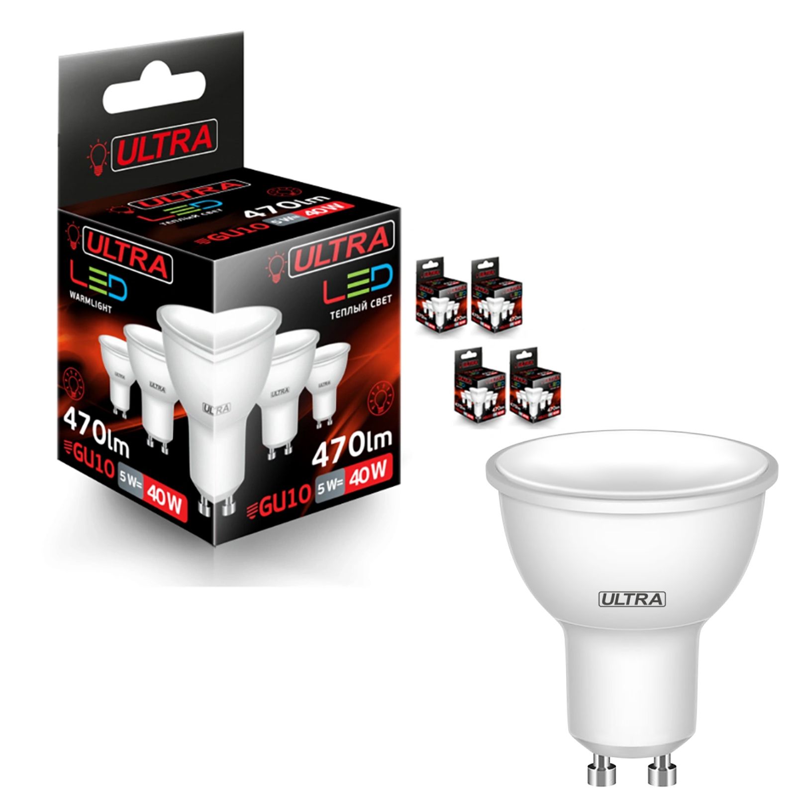 фото Светодиодная лампочка ultra led gu10 5w 3000k - led лампа gu 10