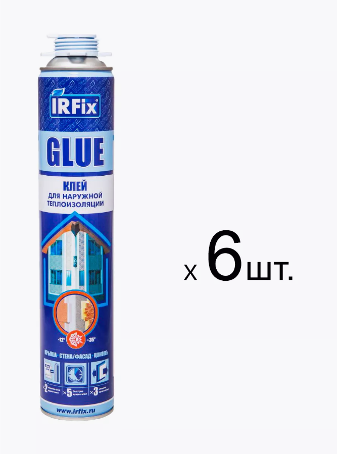 

Клей для наружной теплоизоляции IRFix Glue для пенополистирола 800мл 6 шт, Синий, Glue