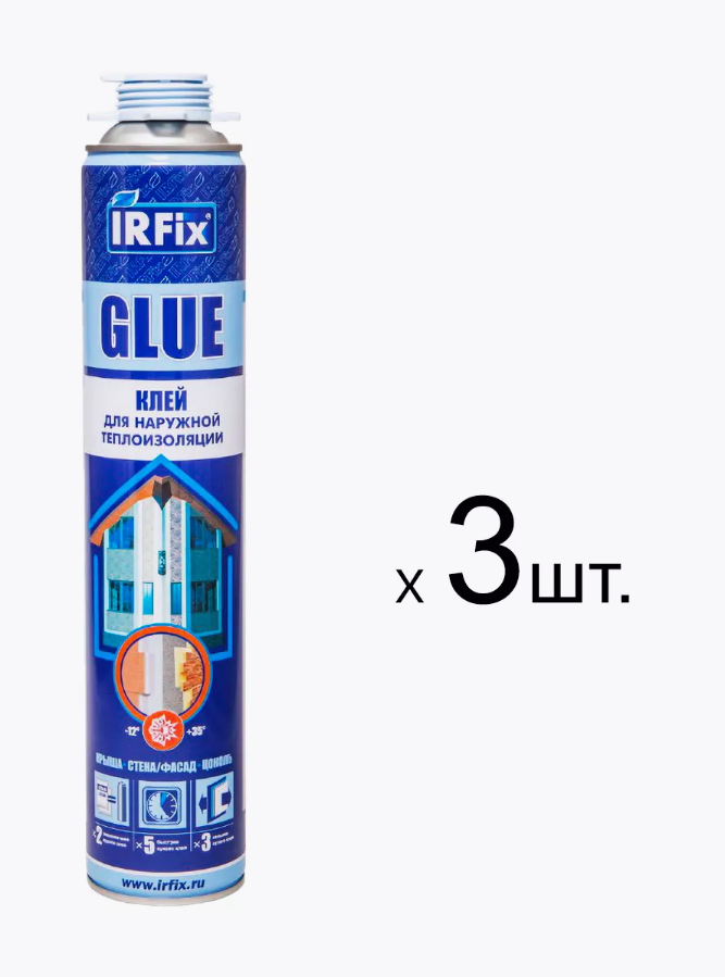 Клей для наружной теплоизоляции IRFix Glue для пенополистирола 800мл 3 шт