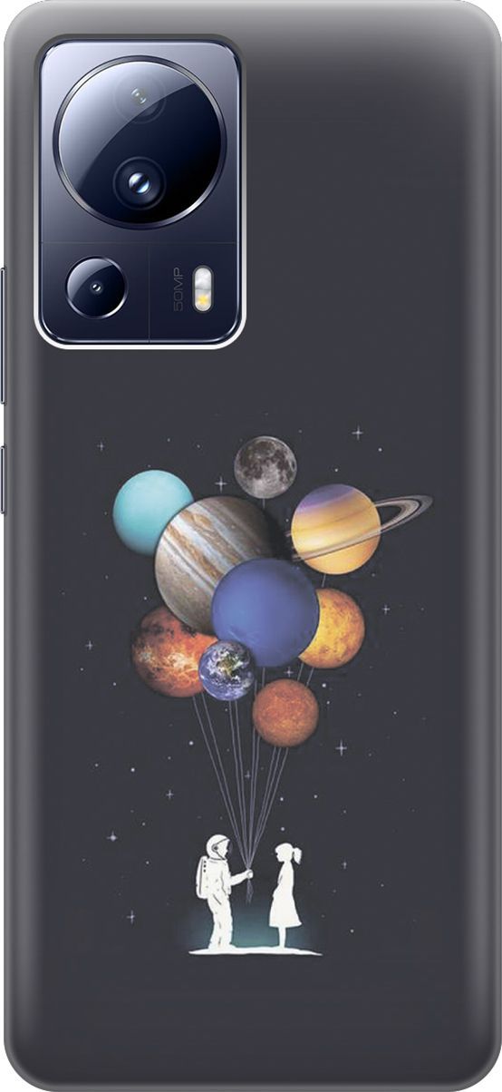 

Силиконовый чехол на Xiaomi 13 Lite "Космический подарок", Белый;голубой, 158499