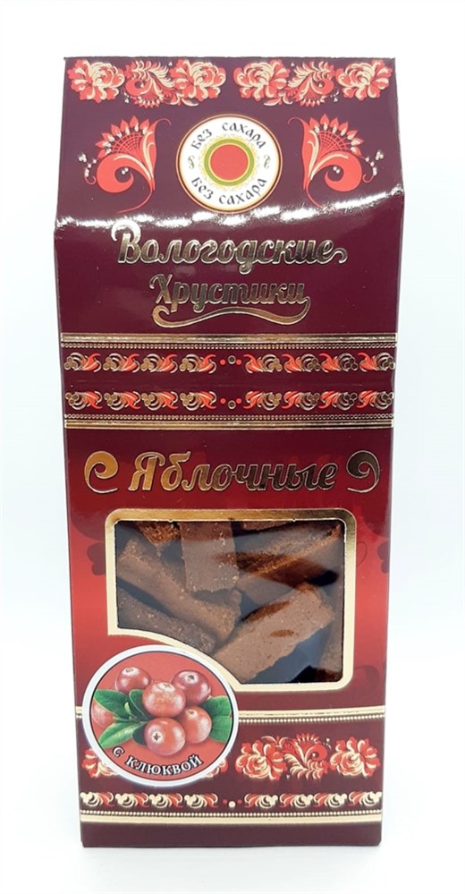 

Хрустики яблочные без сахара с клюквой, 60г