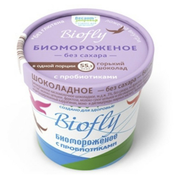 

Биомороженое кисломолочное Десант Здоровья Biofly горький шоколад без сахара 45 г