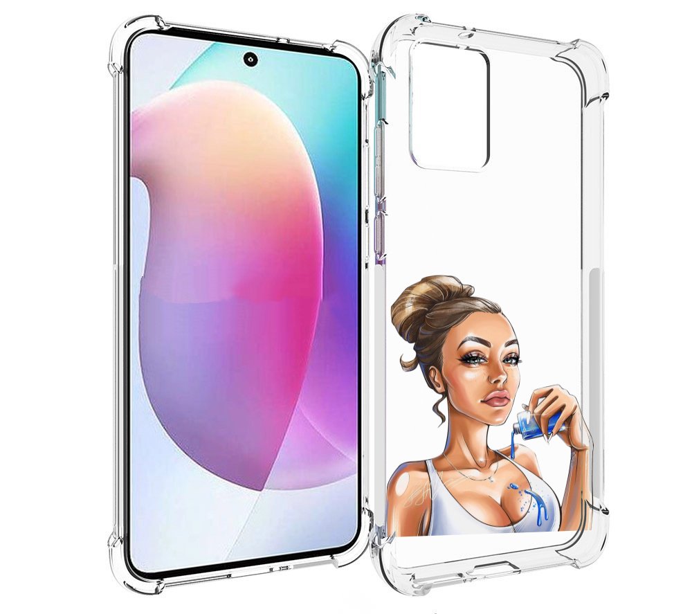 

Чехол MyPads девушка-пролила-краску женский для Motorola Edge 30 Neo, Прозрачный, Tocco