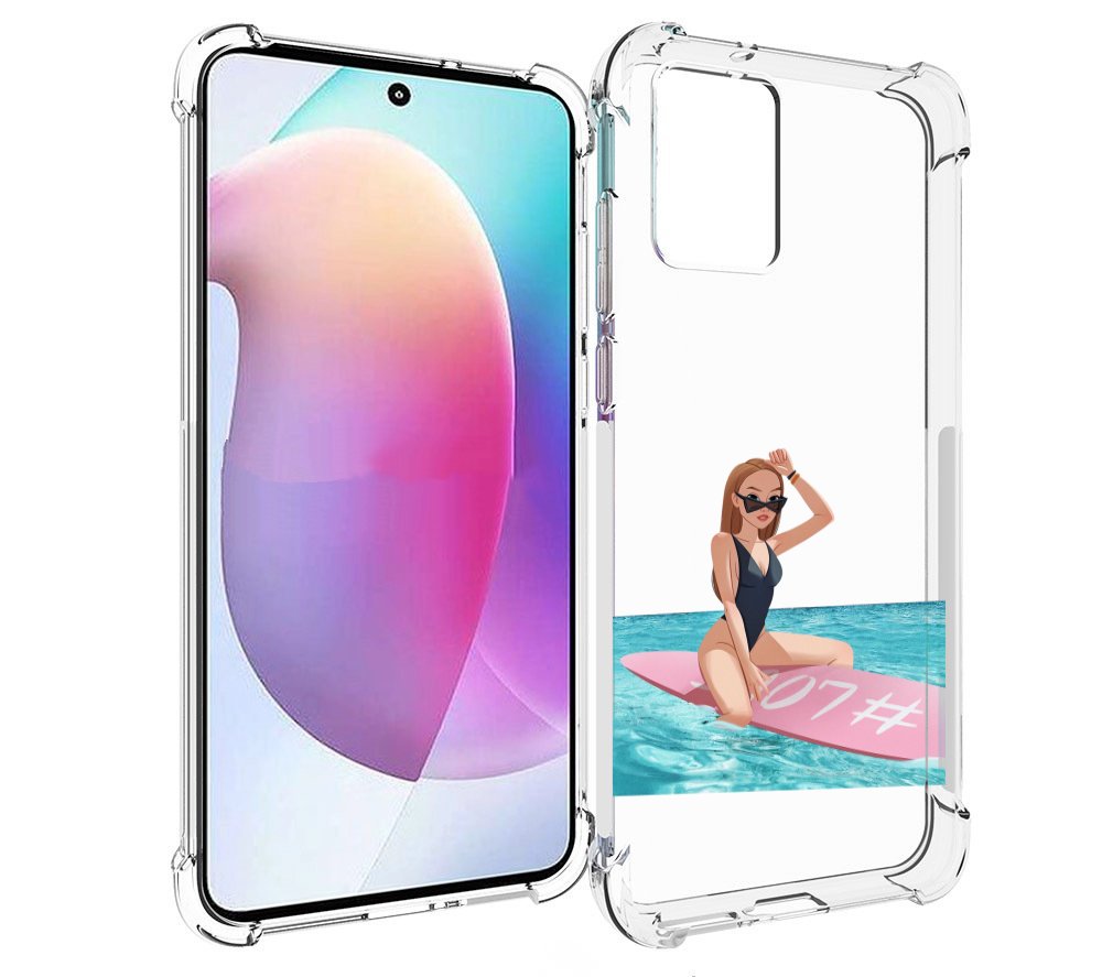 

Чехол MyPads девушка-на-серфе женский для Motorola Edge 30 Neo, Прозрачный, Tocco