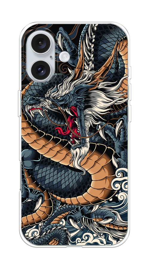 

Чехол на Apple iPhone 16 Plus "Japanese Dragon", Коричневый;черный;синий, 16150-1