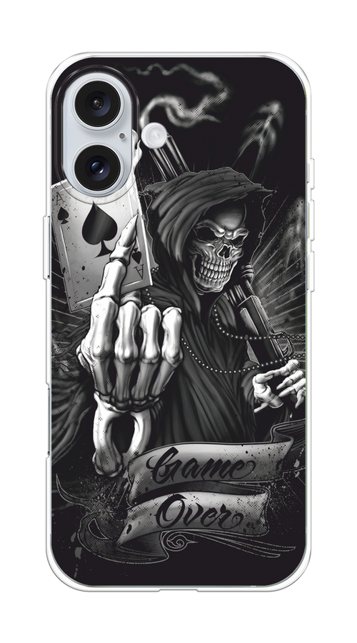 

Чехол на Apple iPhone 16 Plus "Игра закончена", Черный;серый, 16150-1