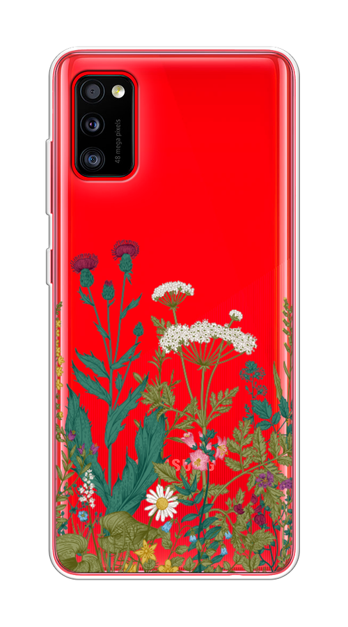 

Чехол на Samsung Galaxy A41 "Дикие полевые цветы", Зеленый;розовый;белый, 2100450-2