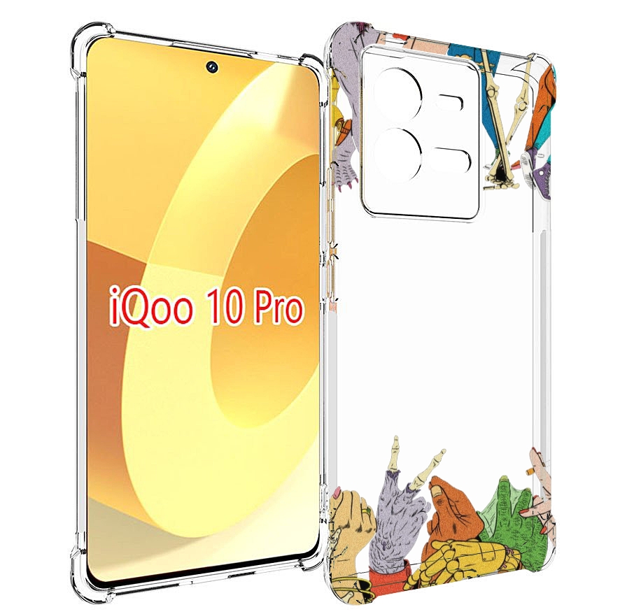 

Чехол MyPads разные персонажи пальчики для Vivo iQOO 10 Pro, Прозрачный, Tocco