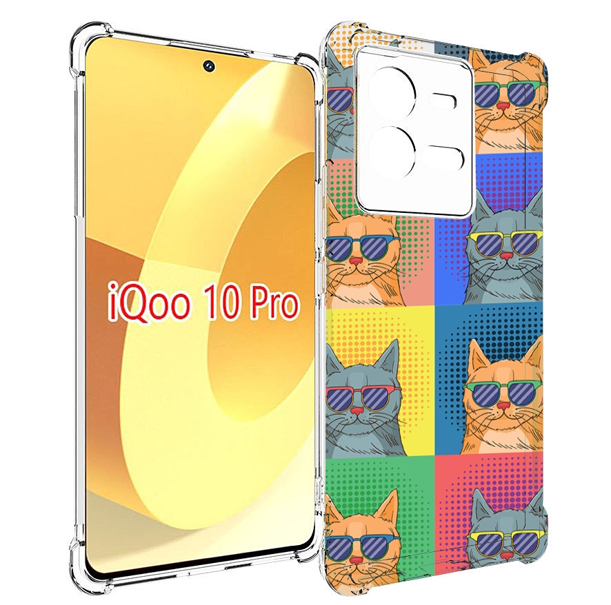 

Чехол MyPads разноцветные-коты для Vivo iQOO 10 Pro, Прозрачный, Tocco