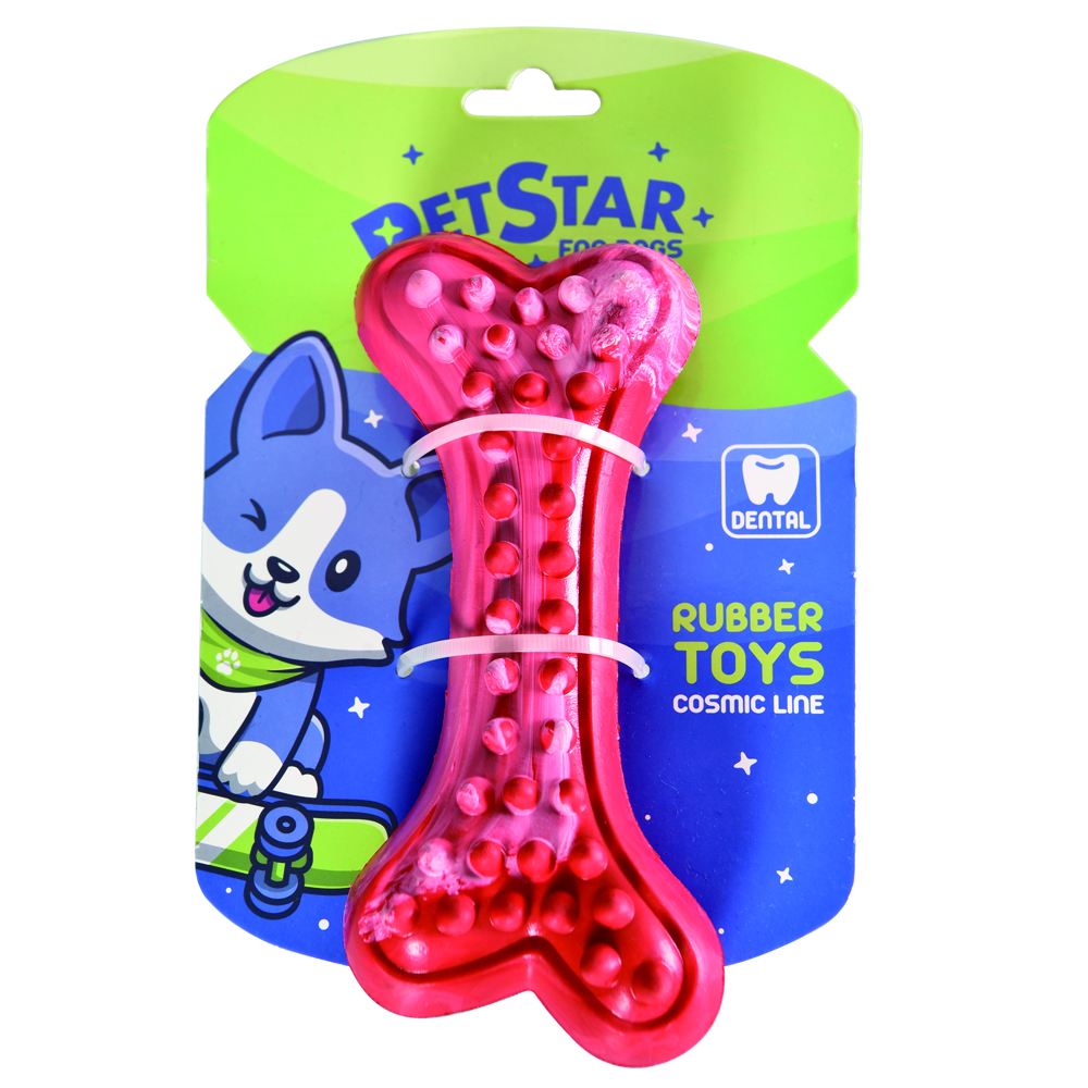 

Игрушка для собак PET STAR Косточка игольчатая красная, резина, 16см, Косточка