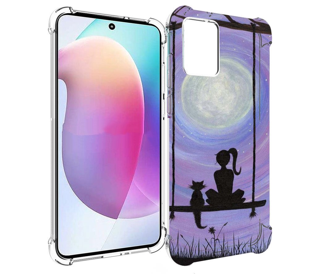 

Чехол MyPads девушка с котом на качеле женский для Motorola Edge 30 Neo, Прозрачный, Tocco