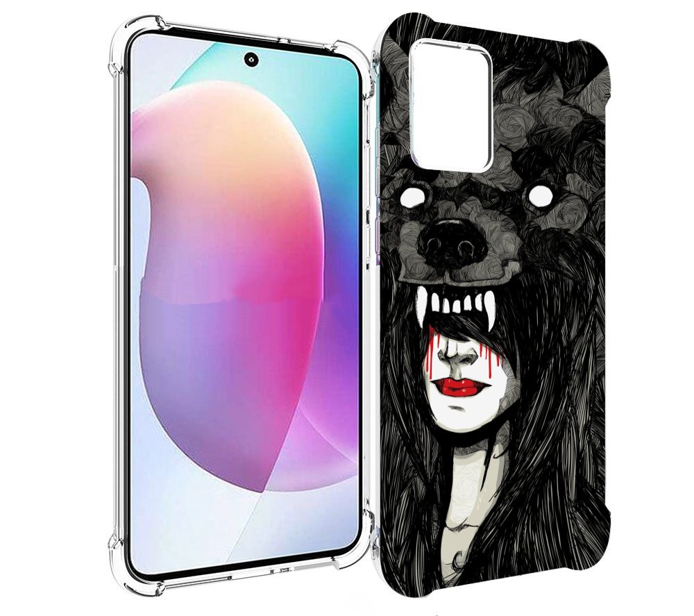 

Чехол MyPads девушка в шкуре волка женский для Motorola Edge 30 Neo, Прозрачный, Tocco