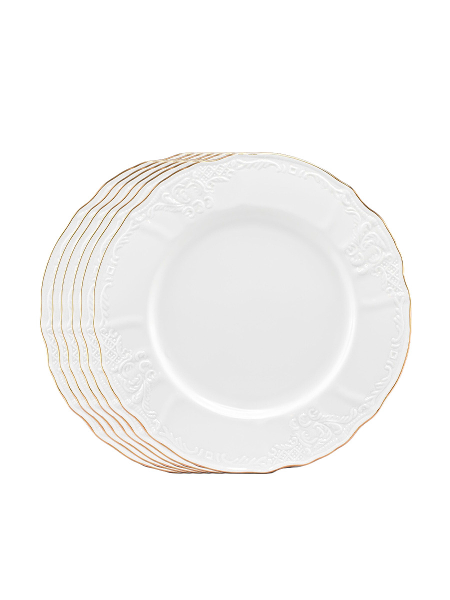 фото Набор из 6 тарелок lenardi форма "мария", рисунок "золотая полоса" 26,5 см