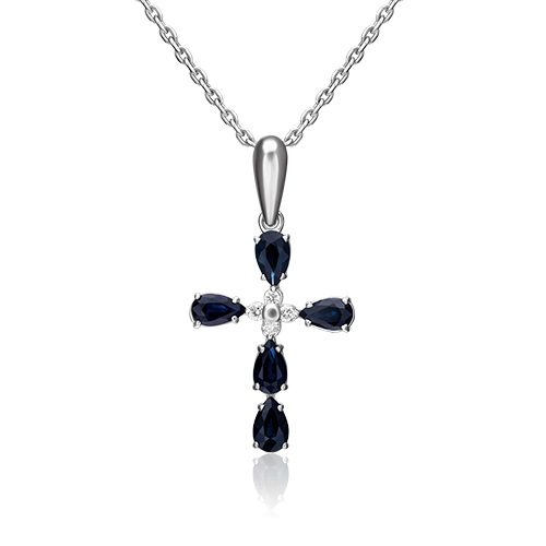 

Кулон из белого золота с сапфиром/бриллиантом PLATINA jewelry 03-0063-00-105-1120-30, 03-0063-00-105-1120-30