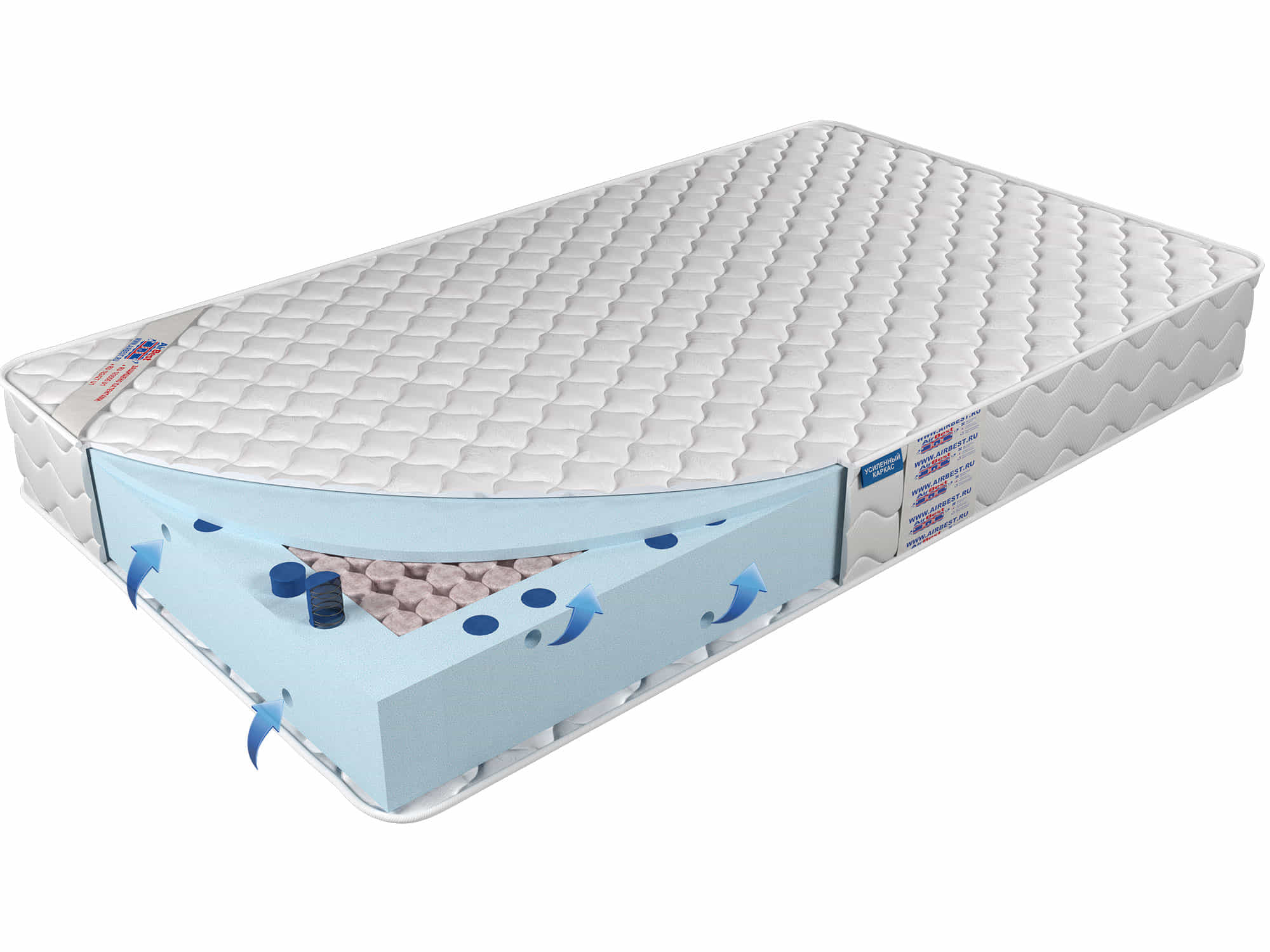 

Матрас Airbest Foam s1000 200x200x20, Белый, Матрас Airbest Foam s1000