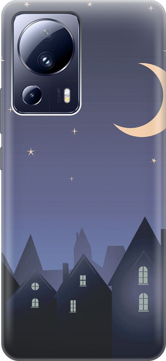 

Силиконовый чехол на Xiaomi 13 Lite "Месяц над городом", Синий;черный, 158510