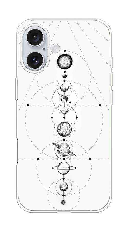 

Чехол на Apple iPhone 16 Plus "Парад планет", Серый, 16150-1