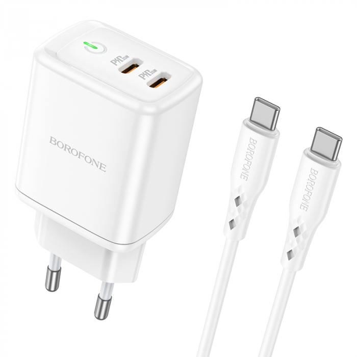 

Сетевое зарядное устройство BOROFONE BN9 type-c 2xUSB Type-C 3 А белый, BN9