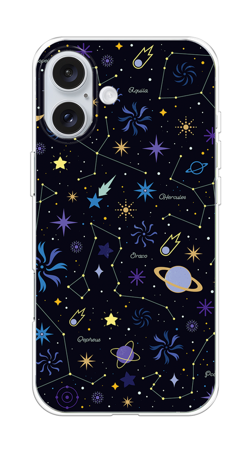 

Чехол на Apple iPhone 16 Plus "Цветной космос", Желтый, 16150-1
