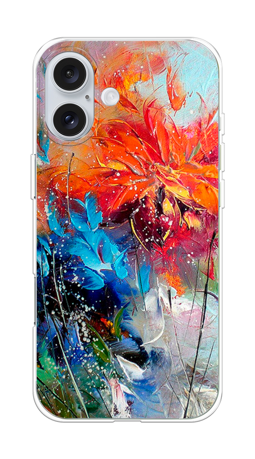 

Чехол на Apple iPhone 16 Plus "Абстрактные цветы", Оранжевый;синий, 16150-1