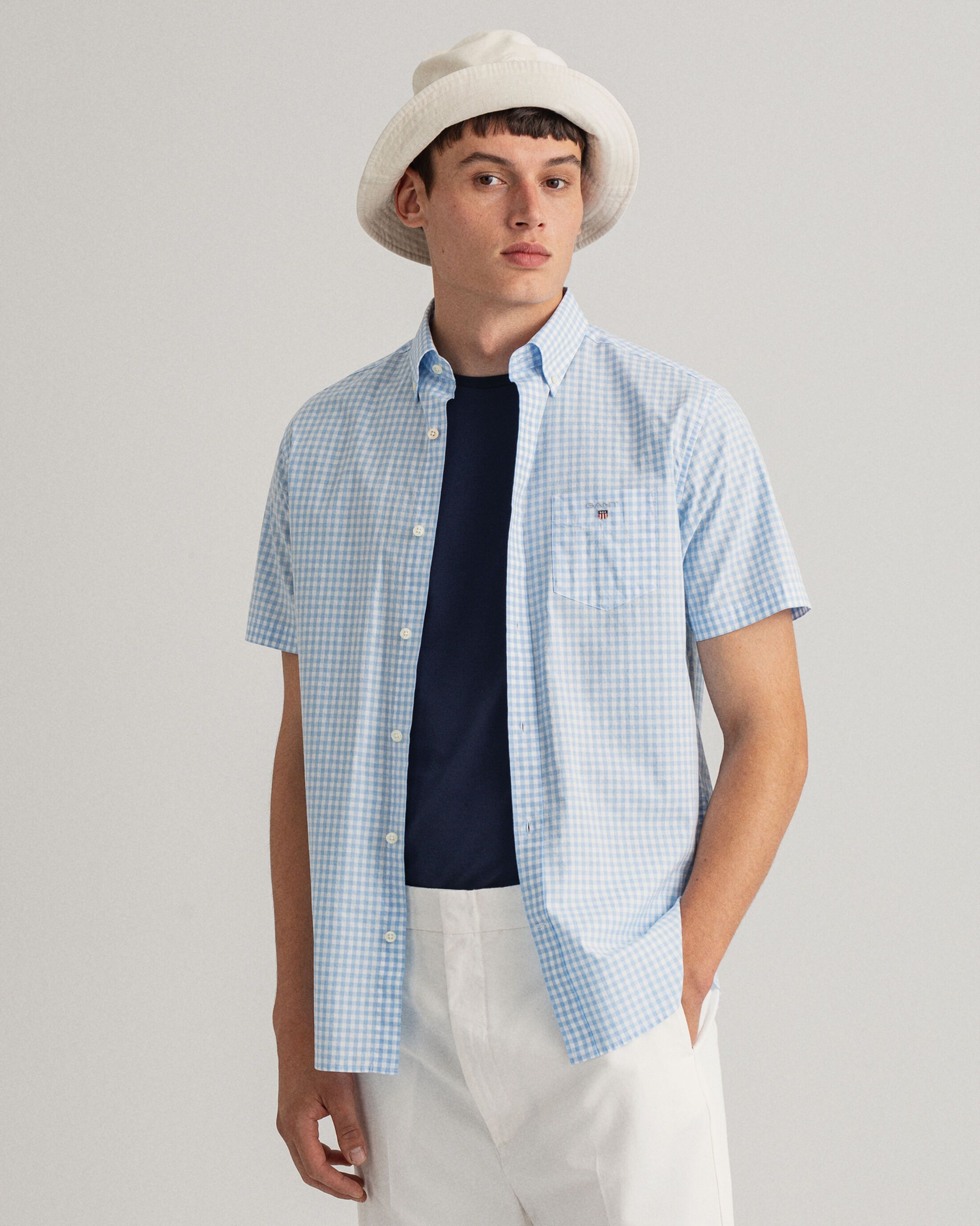 

Рубашка мужская GANT 3046701 голубая S, Голубой, 3046701