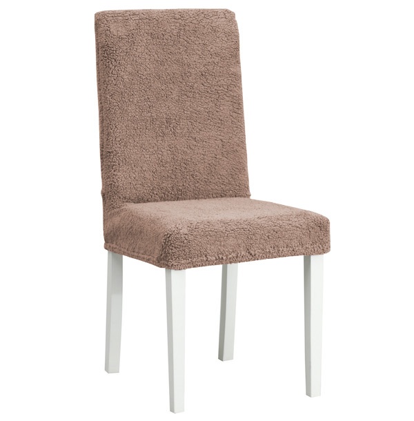 фото Чехол на стул плюшевый venera, цвет коричневый, 1 предмет