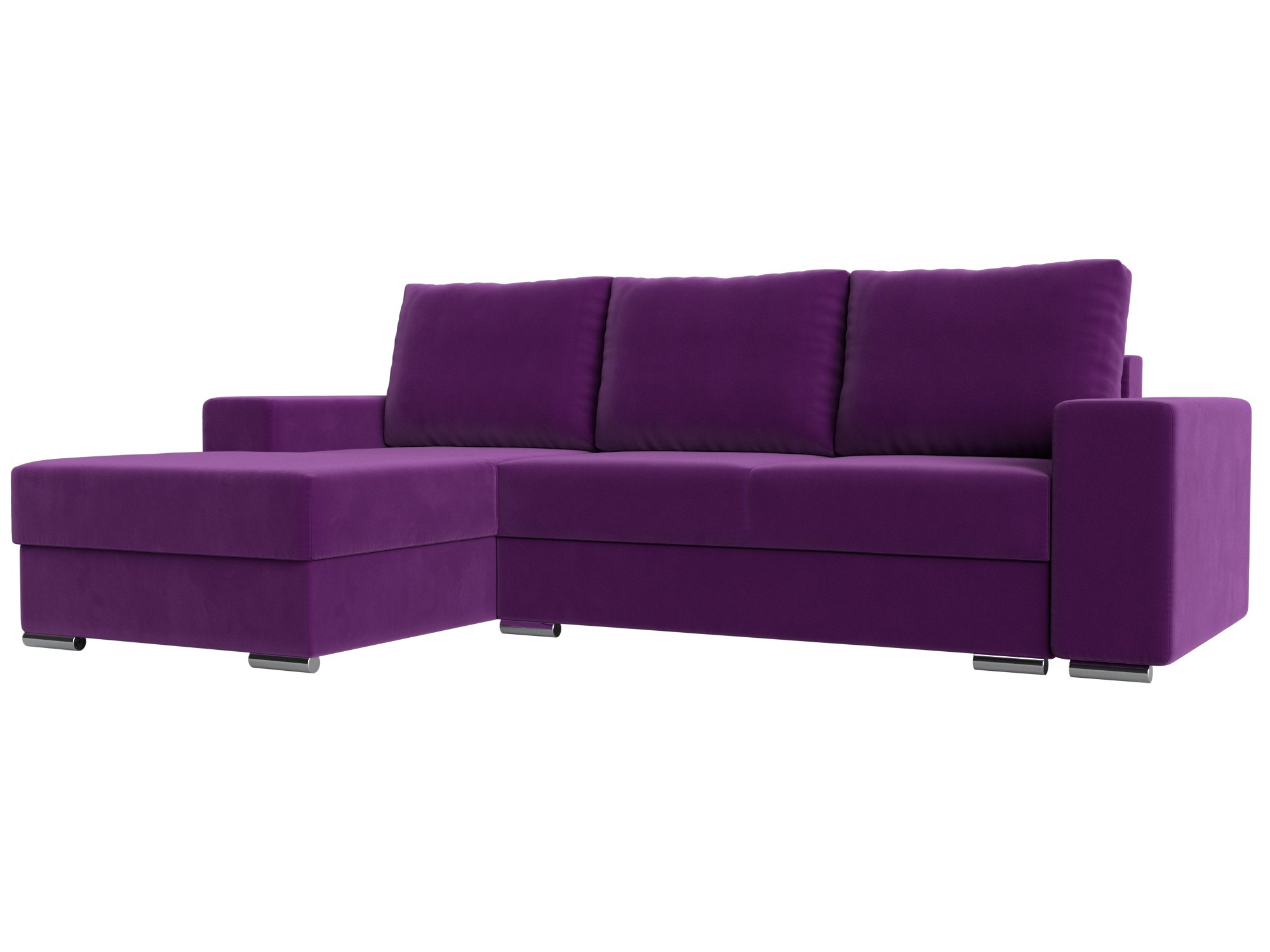 фото Угловой диван лига диванов дрезден левый угол фиолетовый (микровельвет)