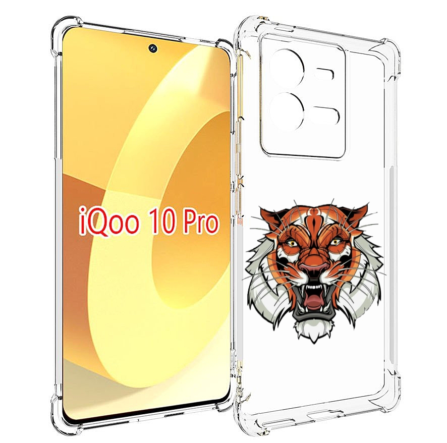 

Чехол MyPads оранжевый седой тигр для Vivo iQOO 10 Pro, Прозрачный, Tocco