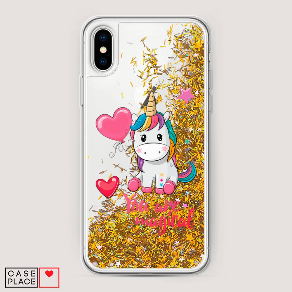 

Жидкий чехол с блестками "Волшебная единорожка" на Apple iPhone XS Max (10S Max), 11990-1