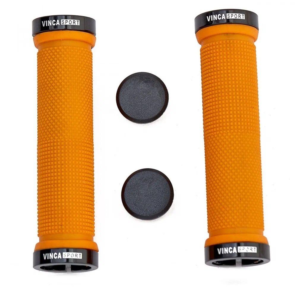 

Грипсы 129мм VINCA с метал. зажимами и заглушками (black/orange)