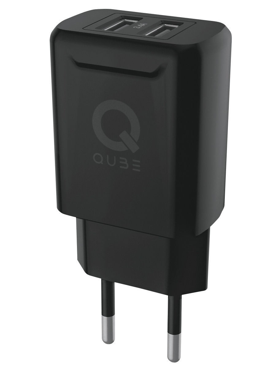 фото Сетевое зарядное устройство qwc34blk (2 usb 3.4a цвет черный) qub