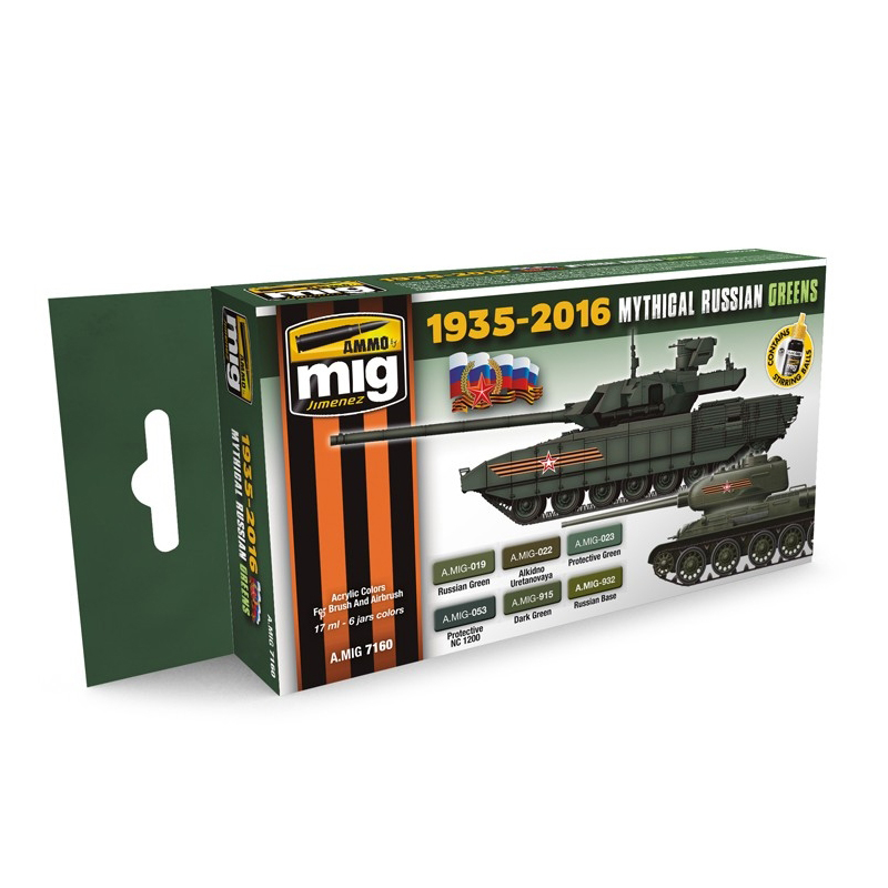 

Набор акриловых красок AMMO MIG Mythical Russian Green Colors 1935-2016, AMIG7160