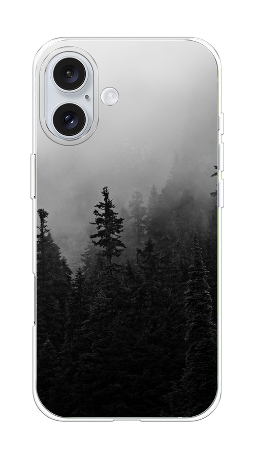 

Чехол на Apple iPhone 16 Plus "Туманный лес", Серый;черный, 16150-1