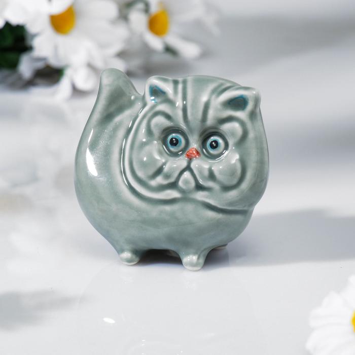 

Сувенир "Кот перс", 7,5х8см, гжель, цвет серый