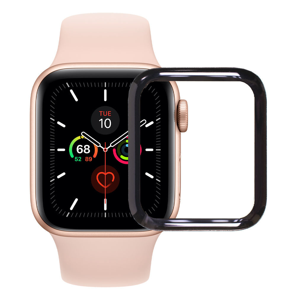 Защитное стекло для Apple Watch 4 44mm, 5 44mm, 6 44mm, SE 44mm полное покрытие черное