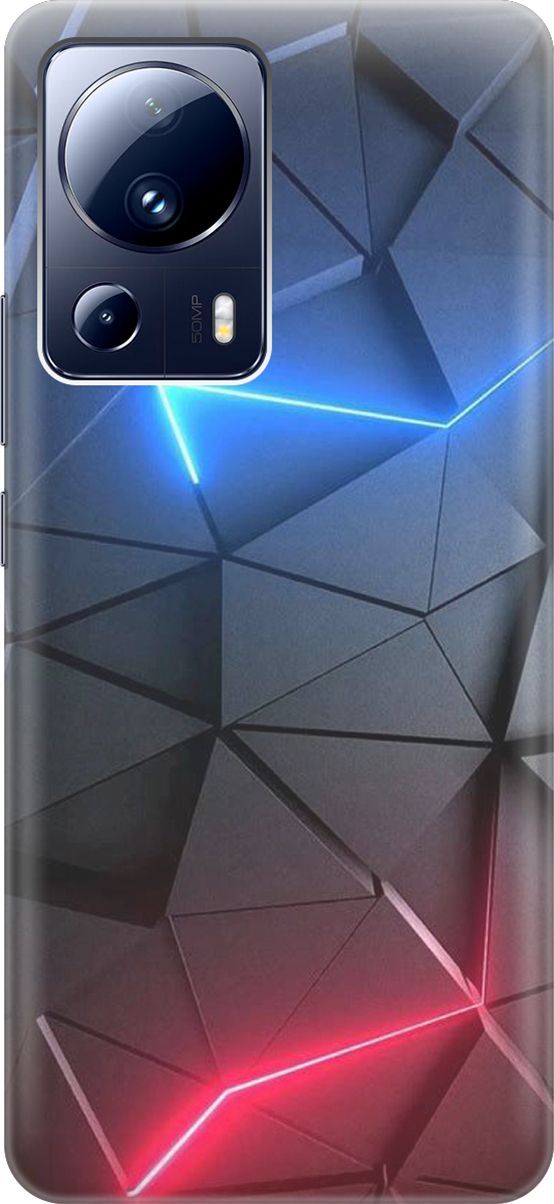 

Силиконовый чехол на Xiaomi 13 Lite "Графитовые грани", Серый;синий, 158496