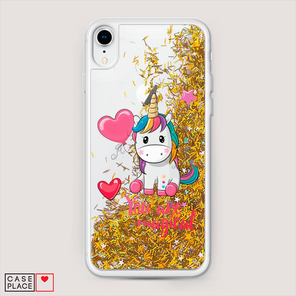 

Жидкий чехол с блестками "Волшебная единорожка" на Apple iPhone XR (10R), 12090-1