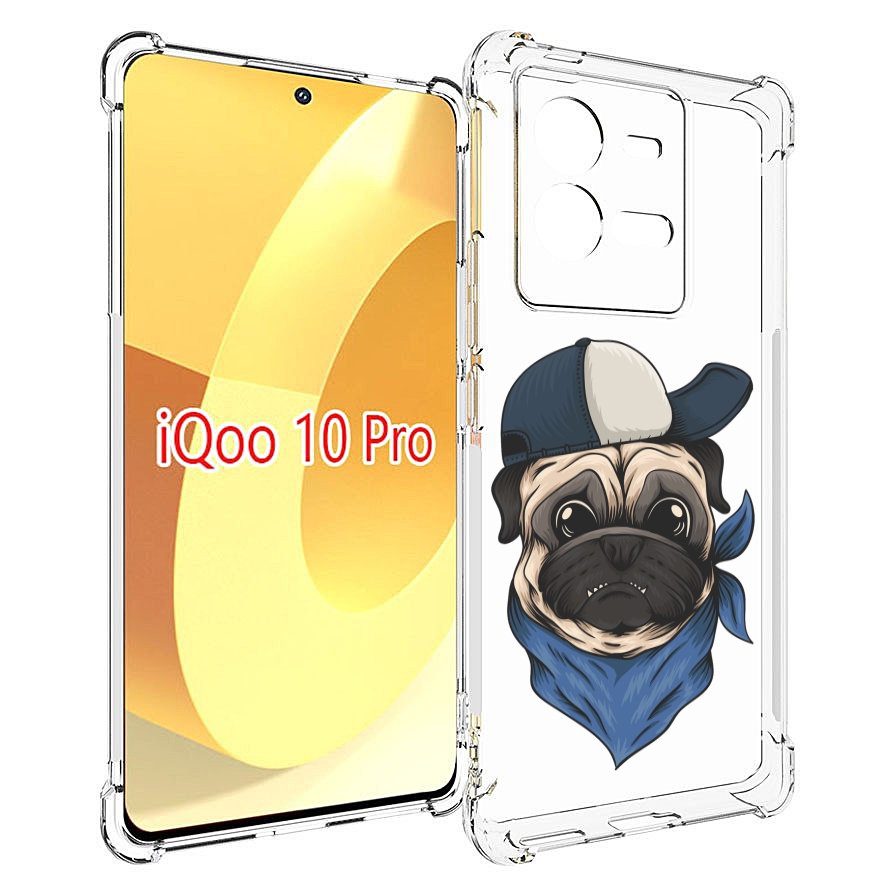 Чехол MyPads мопс-в-кепке для Vivo iQOO 10 Pro