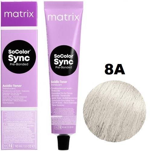 Краска Matrix SoColor Sync Pre-Bonded кислотный тонер 8A пепельный 90мл