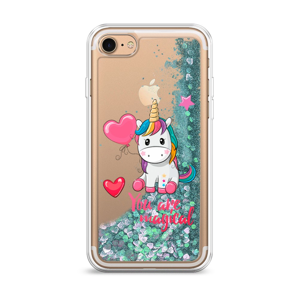

Жидкий чехол с блестками "Волшебная единорожка" на Apple iPhone 8, 10895-1