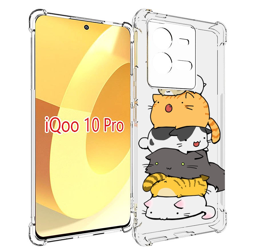 

Чехол MyPads много-маленьких-котиков для Vivo iQOO 10 Pro, Прозрачный, Tocco