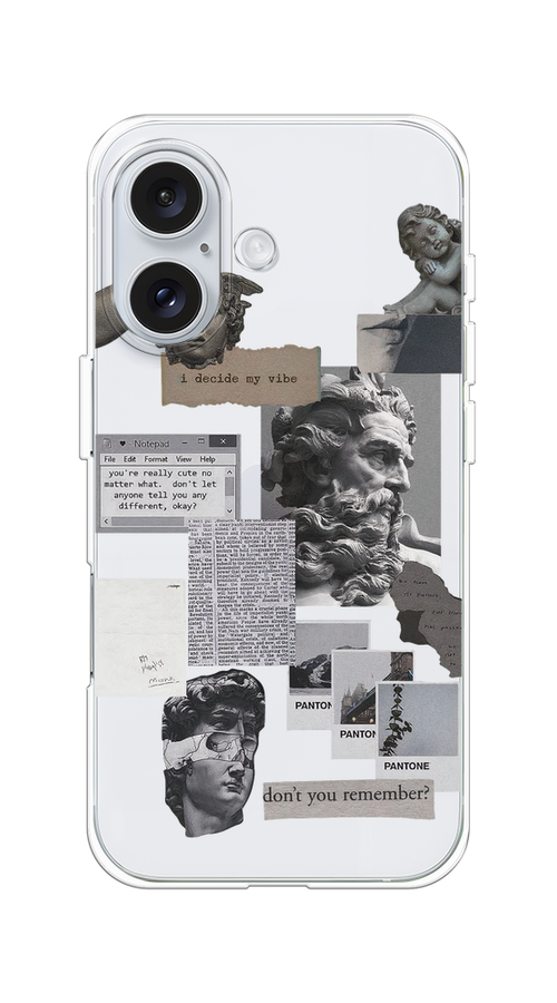 

Чехол на Apple iPhone 16 "Коллаж греческие скульптуры", Бежевый;серый, 16050-1