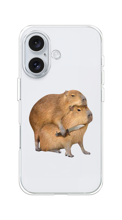 

Чехол на Apple iPhone 16 "Капибара с ножом", Бежевый, 16050-1