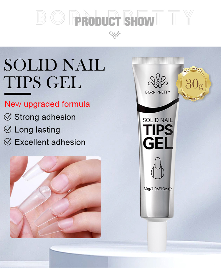 

Born Pretty, Клей для гелевых типс 58352 Solid Nail Tips Gel, 30 мл, Прозрачный